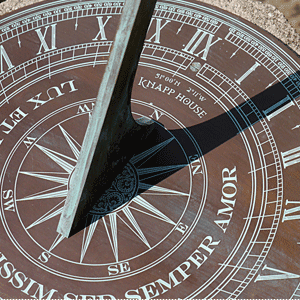 photo of a patinated sundial